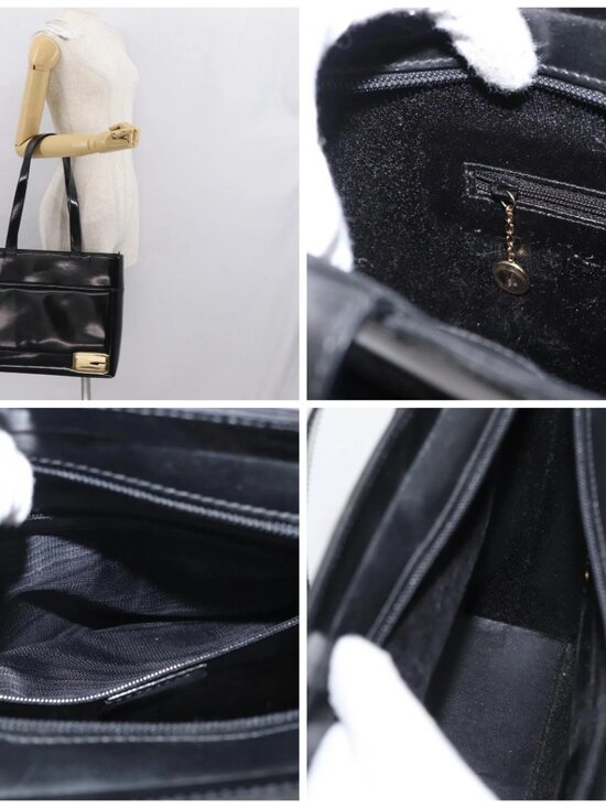 GUCCI Tote Bag Patent leather Black Gold Auth - Picture 16 of 16